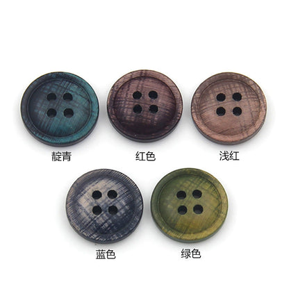3466★ Botones de madera de colores Botones pintados con impresión en color epoxi Botones de traje Botones de camisa con patrón de madera Botones de camisa de cuatro ojales
