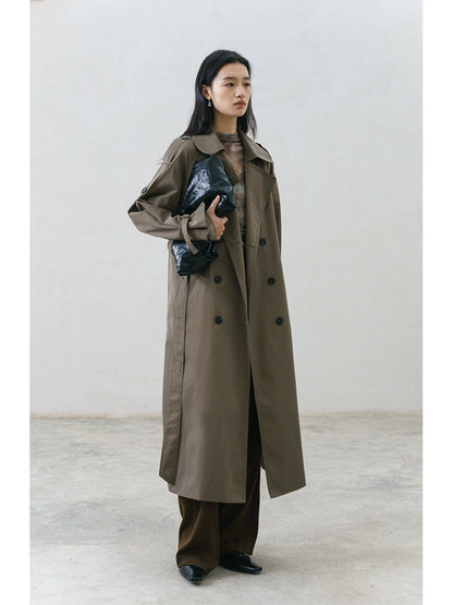 CAREMIND original nouveau trench coat femme coréenne moyenne et longue conception chic manteau haut de gamme manteau automne et hiver