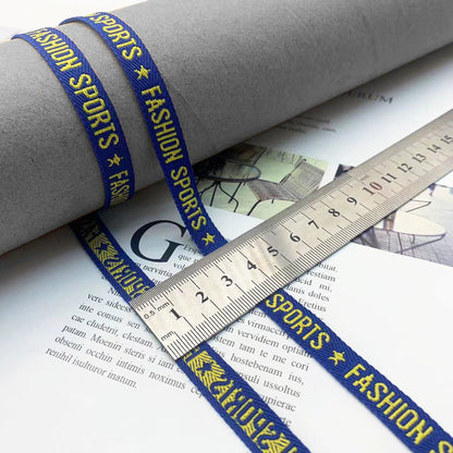 3852 Tira de prensado de borde de cinta jacquard con letras en blanco y negro de 1 cm, personalizada, para accesorios, ropa y textiles para el hogar