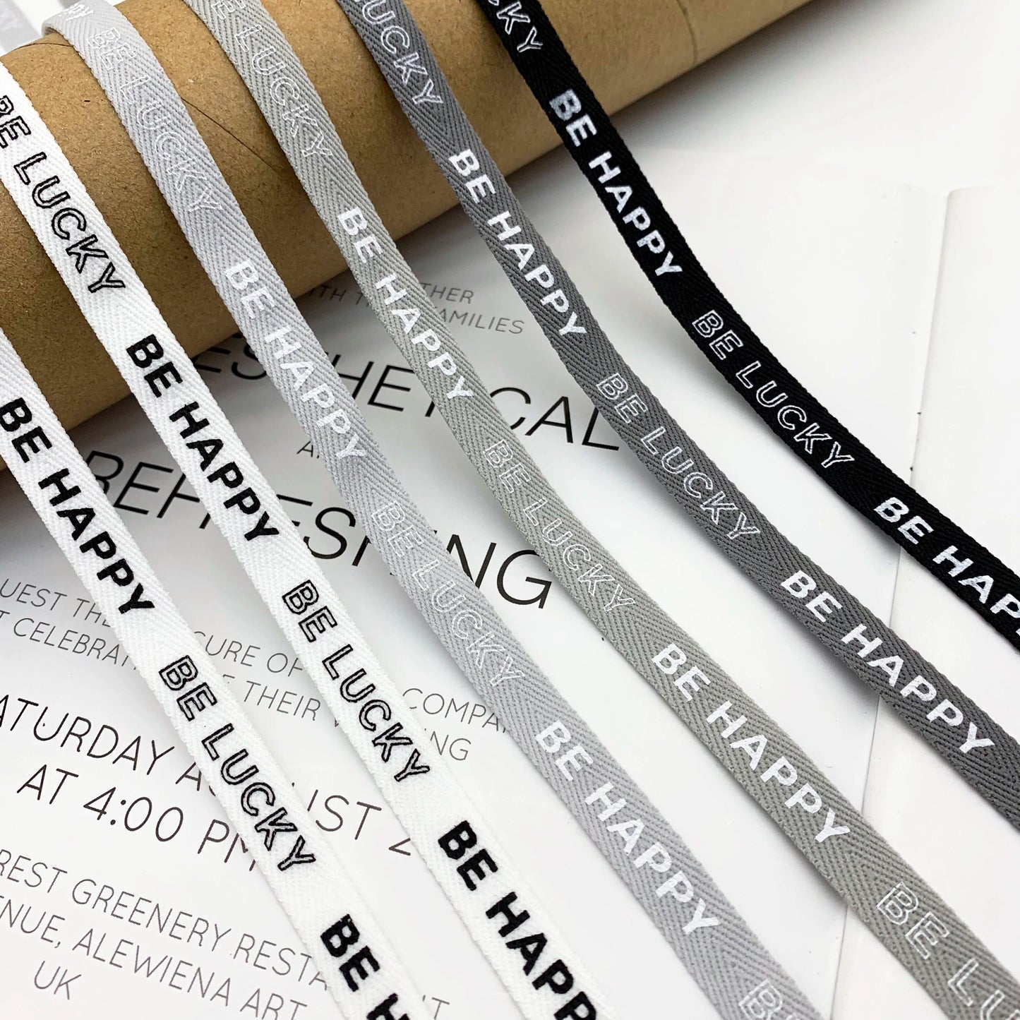 3875 Spot 1 cm tira de ribete con estampado de letras en espiga de colores para accesorios, correa de cuello trasero, tira lateral para ropa