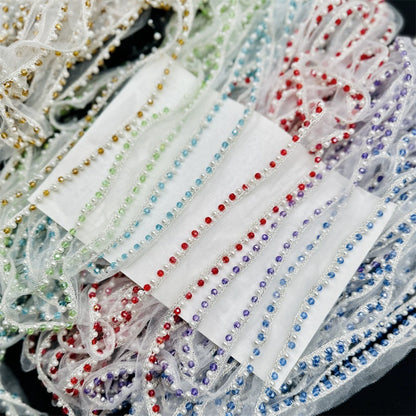 Cinta de encaje con diamantes de imitación de perlas de 1,5 cm de ancho, ideal para hacer puños, escotes, vestidos de novia, correas de hombro, accesorios para el cabello y sombreros.