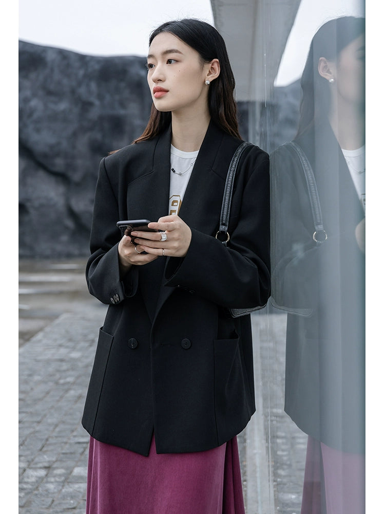 CAREMIND [Doublure vanille] Blazer blanc original et simple pour l'automne, nouveau costume haut