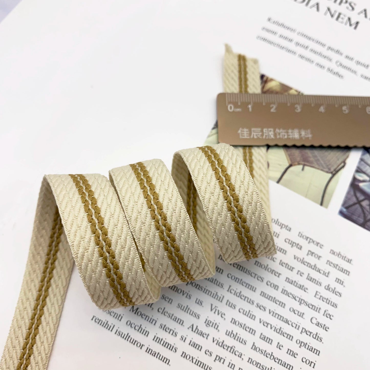 Tira de cinta jacquard a rayas de 1,5 cm, color 3856, para ribete, para ropa, con abalorios, para textiles del hogar, accesorios de vestir