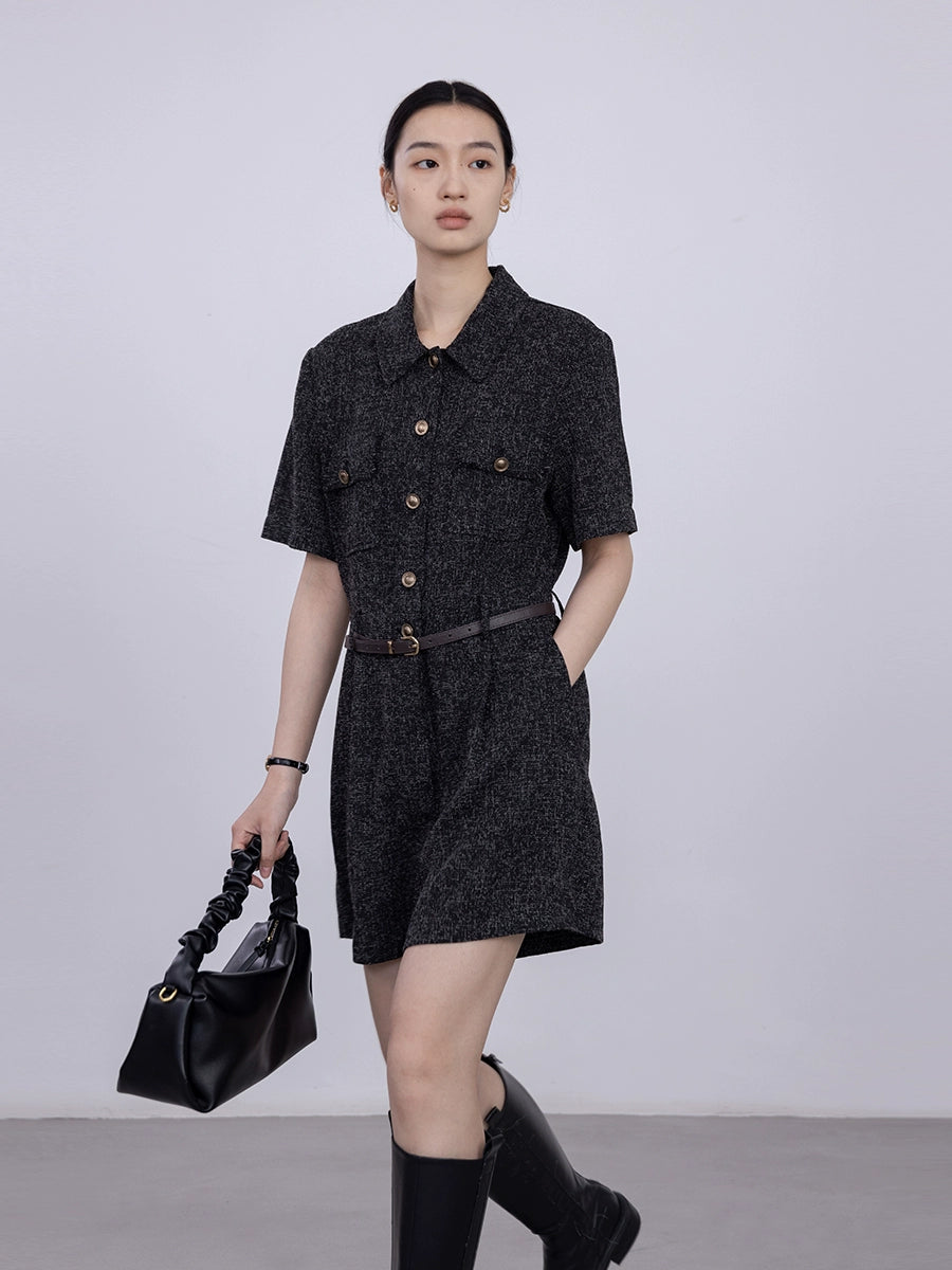 [Offre spéciale à durée limitée] Combinaison haut de gamme de style parfumé petit tempérament ensemble short slim col polo rétro d'été