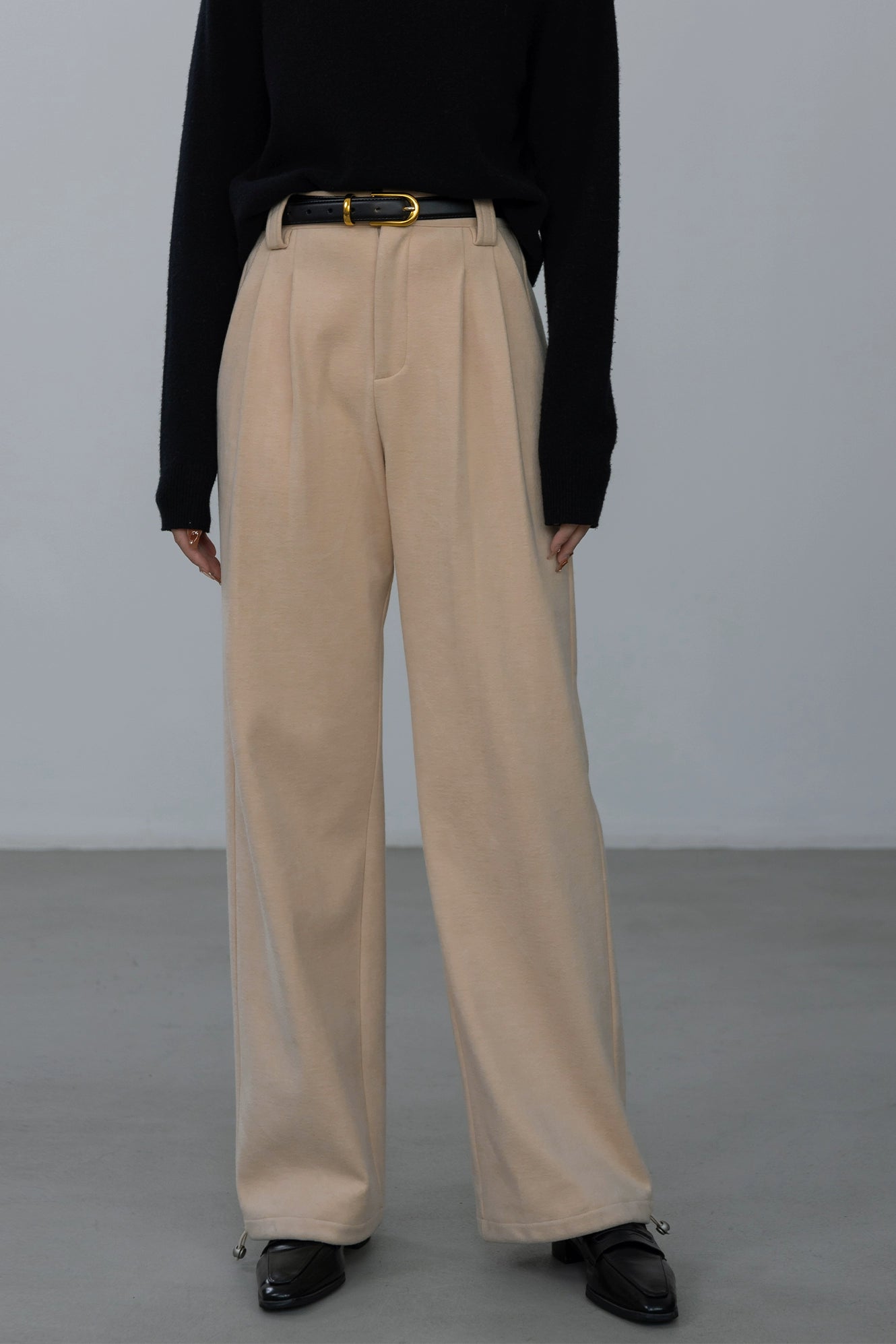 [Oferta especial por tiempo limitado] Pantalones negros pulidos retro británicos para mujer, leggings finos y drapeados, pantalones casuales para viajeros 