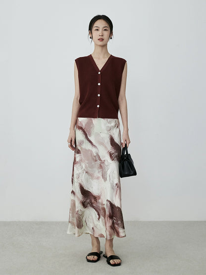 Falda con cola de pez elegante de estilo chino nueva moda con efecto arte rosa de CAREMIND 