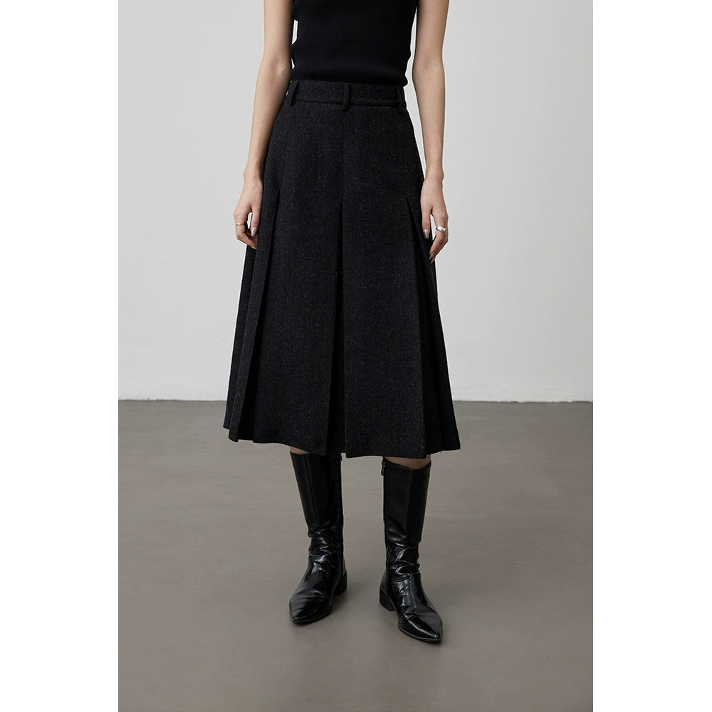 [Yuan Paixi Skirt] CAREMIND Reg pleated skirt black autumn new skirt women's pleated skirt