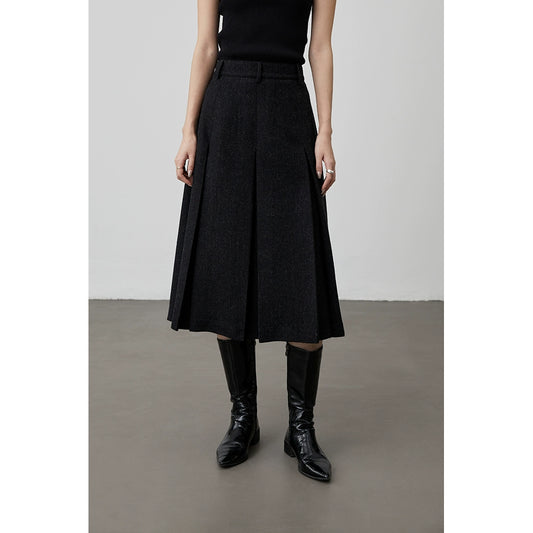 [Yuan Paixi Skirt] CAREMIND Reg pleated skirt black autumn new skirt women's pleated skirt