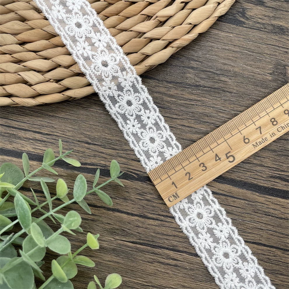 3813 Exportación de accesorios de encaje bordado de hilo de algodón de malla bilateral, material de costura a mano DIY, encaje con decoración