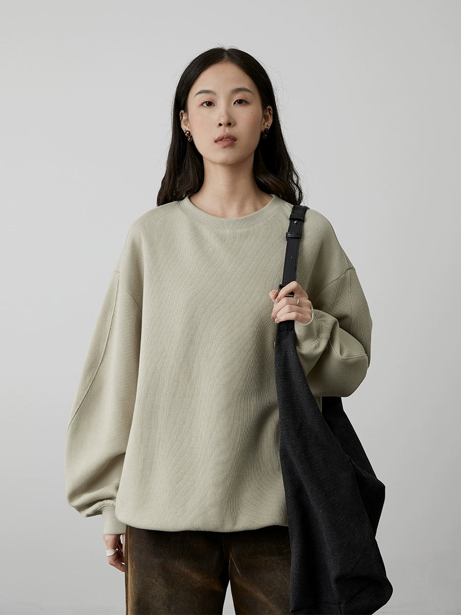 [Suéter fácil] Suéter de silueta holgada CAREMIND, suéter con textura de color sólido, chaqueta superior, ropa de mujer 