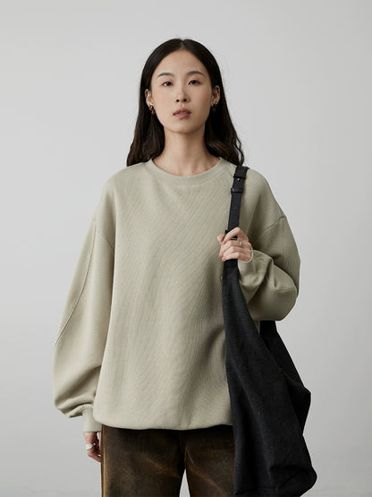 [Suéter fácil] Suéter de silueta holgada CAREMIND, suéter con textura de color sólido, chaqueta superior, ropa de mujer 