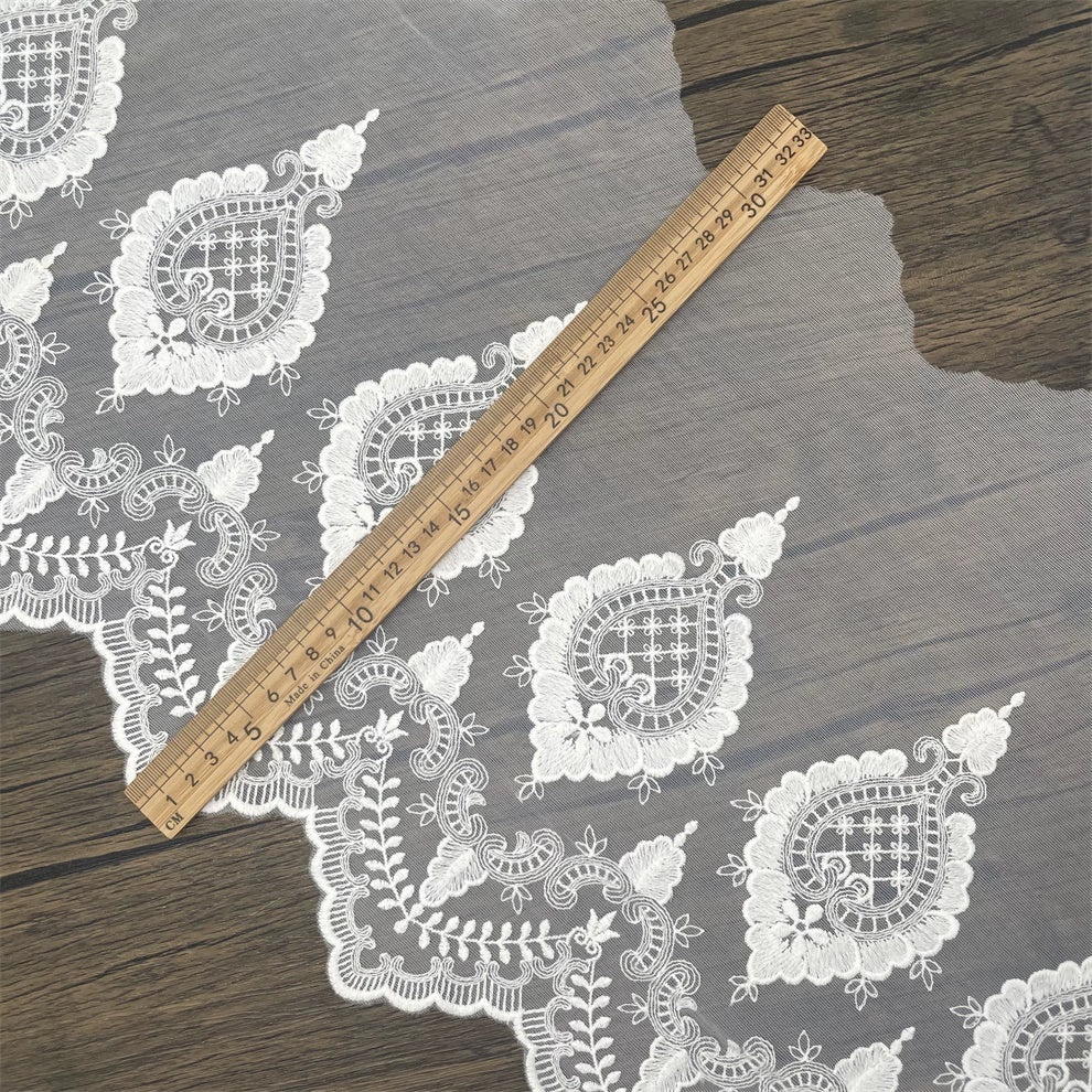 Accesorios de encaje blanco de alta calidad, 3830 cm de ancho, hechos a mano, para ropa, tela decorativa, cortina, malla de encaje, 30 cm de ancho