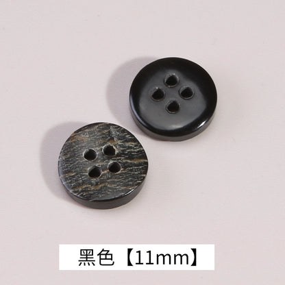 3326★  High-grade natural real horn buttons men's and women's retro cotton and linen polo shirt shirt buttons black coffee small buttons