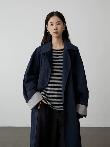 [Colección Birds] CAREMIND Gabardina larga con silueta lavada, nueva prenda casual minimalista para primavera y otoño 