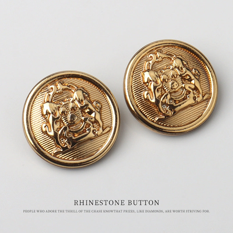 3283★  Classic Double Lion Metal British Style Buttons Versatile Coat Windbreaker Buttons Suit Jacket Sweater Vintage Gold Buttons