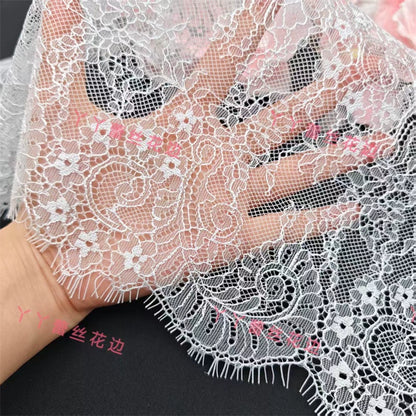 Tela de encaje de pestañas de alta calidad, 3745 cm de ancho y 20 cm de largo, ideal para manualidades, para vestido de novia, joyería, velo, collar, accesorios de empalme