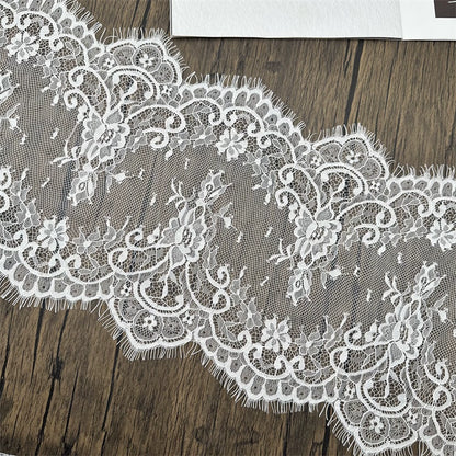 3746 Tela de encaje de pestañas bilateral de hilo de malla de alta calidad, accesorios de empalme alargados para cortina y velo de bricolaje