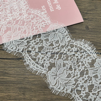 Tela de encaje de pestañas exquisita de 15 cm de ancho, accesorios de ropa hechos a mano, materiales para cortinas de faldas.