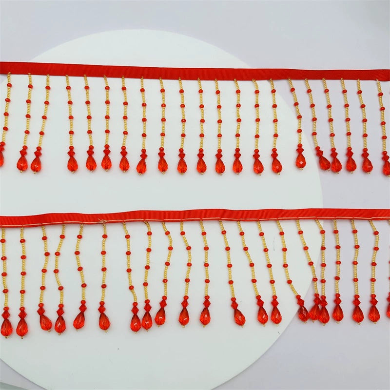 3703 Encaje de cuentas de perlas hecho a mano, tocado de boda, ropa de bebé, accesorios de cheongsam Hanfu, accesorios de encaje