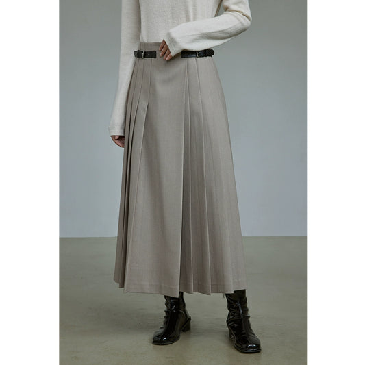 [Oferta especial por tiempo limitado] Falda plisada de cuadros finos y sencilla de otoño para mujer, diseño con sentido del estilo universitario, falda de cintura alta en forma de A 