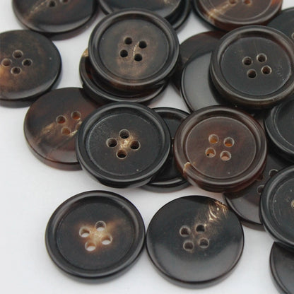 3456★ Botón de cuerno marrón negro con cuatro ojales, botón redondo con borde fino para chaqueta de cuero de traje informal formal para hombres y mujeres