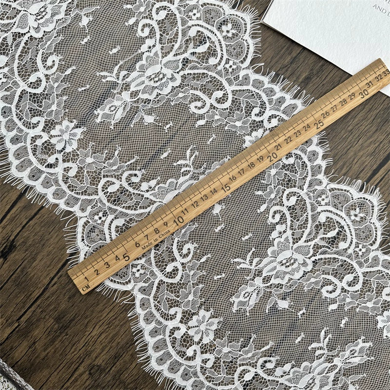 3746 Tela de encaje de pestañas bilateral de hilo de malla de alta calidad, accesorios de empalme alargados para cortina y velo de bricolaje