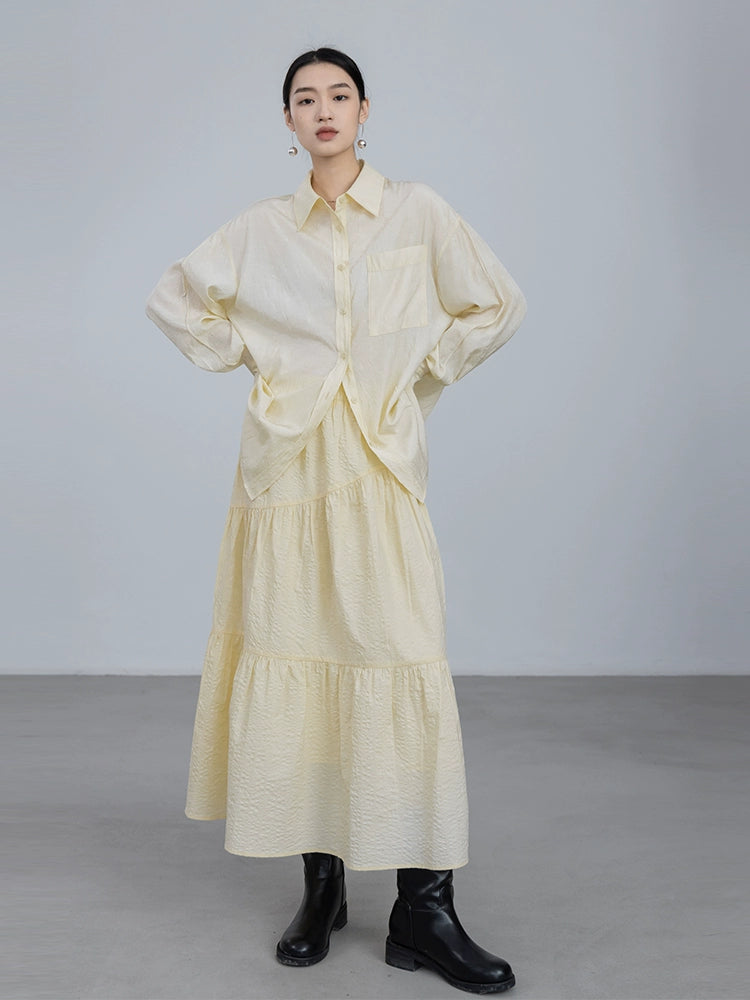 [Oferta especial por tiempo limitado] Falda con textura de nicho "Dusk" para mujer, vestido arrugado con textura de alta gama diseñado 