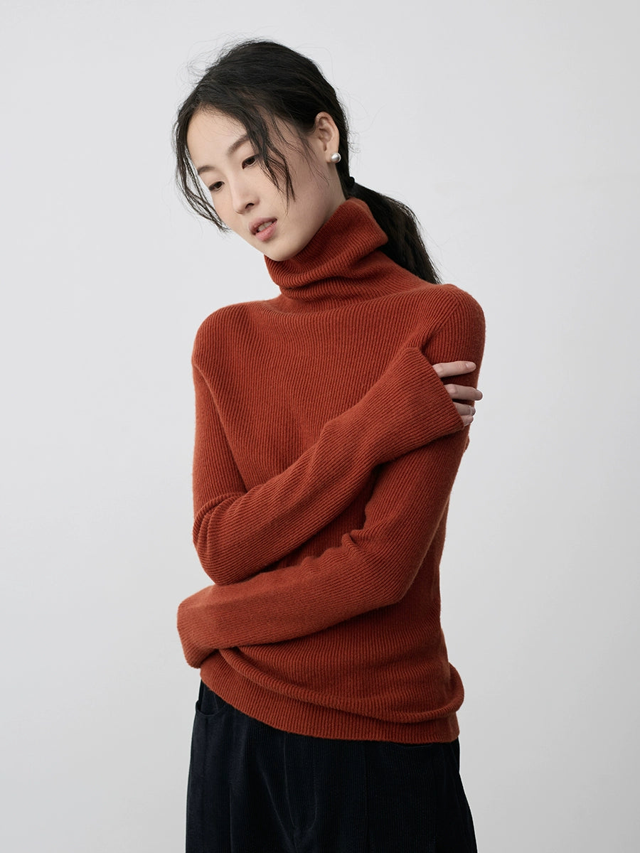 CAREMIND100% pura lana, camisa de cuello alto sin costuras, cinco colores, entallada, suéter de punto, cárdigan interior para mujer 