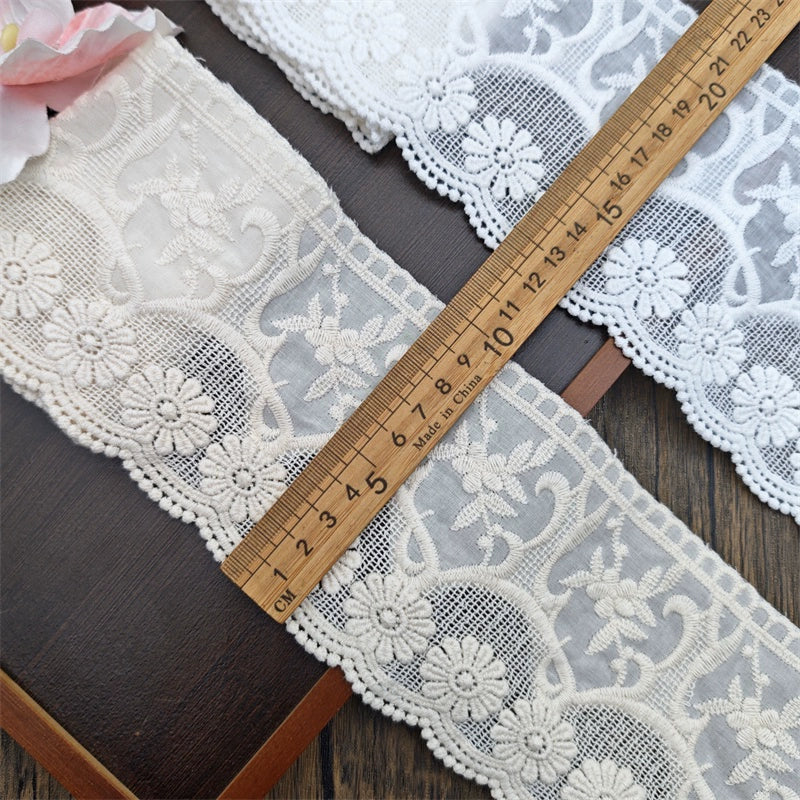 Encaje bordado de algodón puro de alta calidad, 3804 cm de ancho y 10 cm de alto, hecho a mano, para ropa, dobladillo de falda, escote extendido, accesorios de ropa