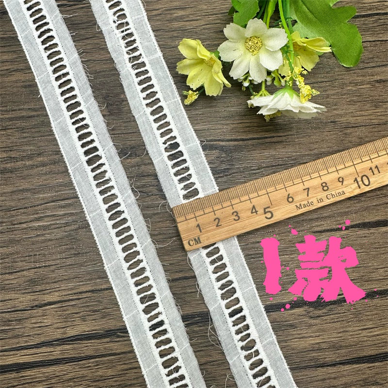 3800 Exquisito ribete de algodón puro japonés y coreano, tela de encaje bordado para escaleras, accesorios de encaje decorativos para empalme de ropa hechos a mano