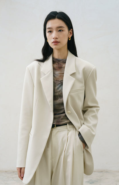 [Oferta especial por tiempo limitado] Blazer versátil blanco beige original de otoño e invierno, traje de perfil fino y cómodo para mujer 2024 