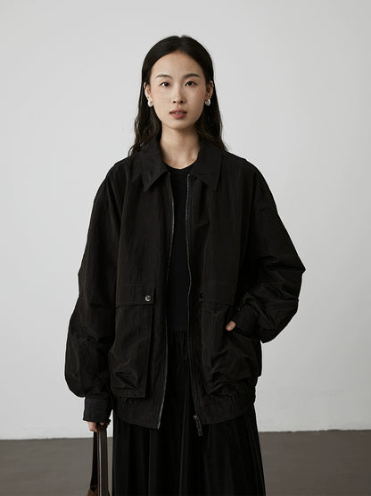 [Veste Kurokawa] CAREMIND Yamamoto Veste courte décontractée noire Veste à revers texturée à grande poche