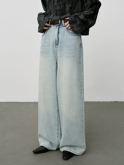 Pantalones vaqueros de pierna ancha de color azul claro CAREMIND, pantalones ajustados de cintura alta y pierna recta, pantalones de verano que fregan el suelo 