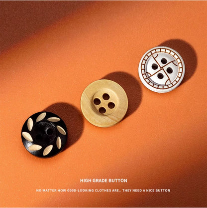 3328★  Natural wood round button shirt shirt children's wood buttons retro burnt edge log color bowl-shaped small buttons