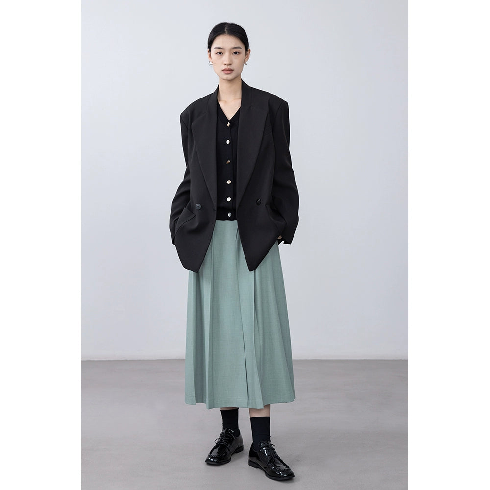 [Oferta especial por tiempo limitado] Falda plisada de cintura alta con diseño elegante, falda larga que cubre la cadera con personaje A para mujer 