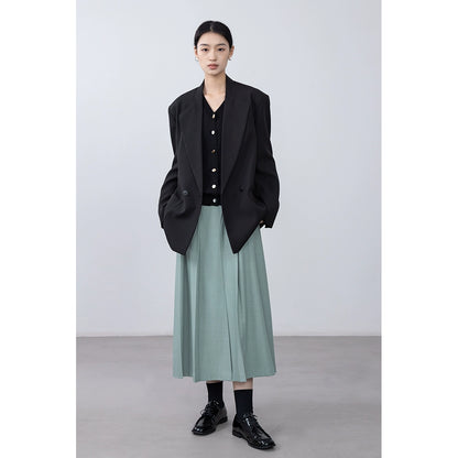 [Oferta especial por tiempo limitado] Falda plisada de cintura alta con diseño elegante, falda larga que cubre la cadera con personaje A para mujer 