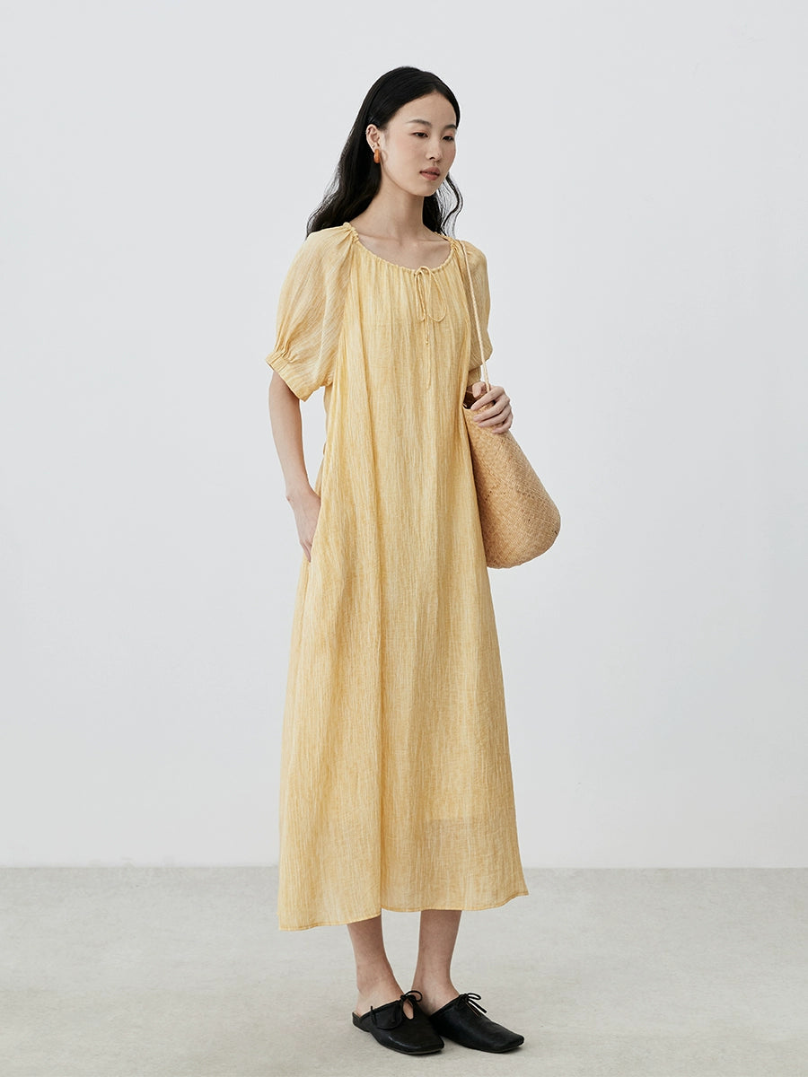 [Jinzhan Yellow] CAREMIND Vestido amarillo premium Hermoso más allá de la película Falda de manga corta Vestido largo francés Verano 