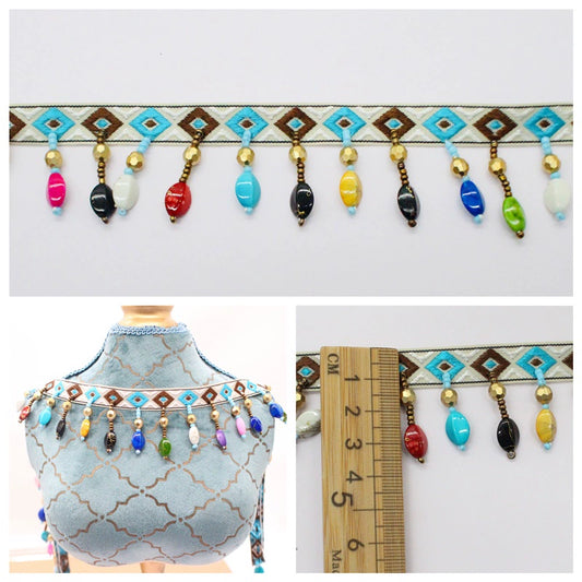 3733 ancho 4cm cuentas de colores nueva ropa decorativa piedra de color colgante fila debe ser todo hecho a mano cortina de cuentas con flecos accesorios de encaje