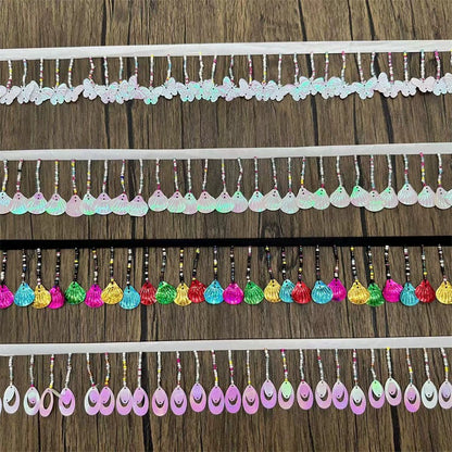 3701 Exportación, accesorios de encaje con cuentas y flecos de lentejuelas, tela para cortinas, bricolaje, decoración de encaje con cuentas hecha a mano