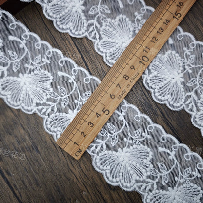 3829 Exquisitos accesorios de encaje de malla con bordado de hilo de algodón, materiales para faldas y mangas de ropa infantil hechos a mano