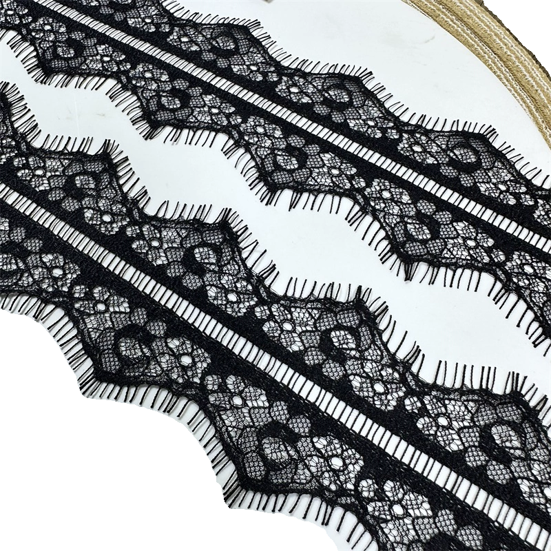 3739 Ropa de alta calidad en blanco y negro, accesorios para vestidos de novia, tela de encaje hueco, ropa interior, encaje de pestañas unilateral