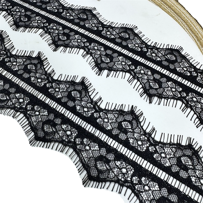 3739 Ropa de alta calidad en blanco y negro, accesorios para vestidos de novia, tela de encaje hueco, ropa interior, encaje de pestañas unilateral