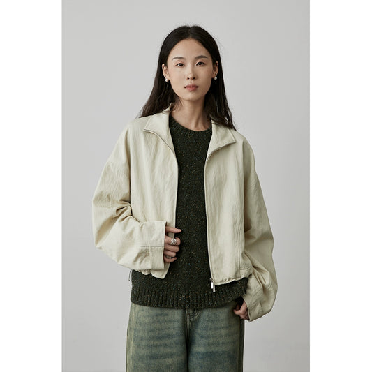 [Small Universe] CAREMIND short jacket, retro washed ginkgo gray, early autumn thin casual top