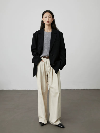 [Chaleco totalmente de lana] Chaleco sin mangas de lana CAREMIND, camiseta de punto con cuello redondo y tiras simples en las sienes 