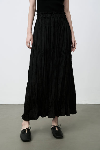 Falda de textura plisada negra CAREMIND, falda larga de cintura elástica en forma de H para niños 
