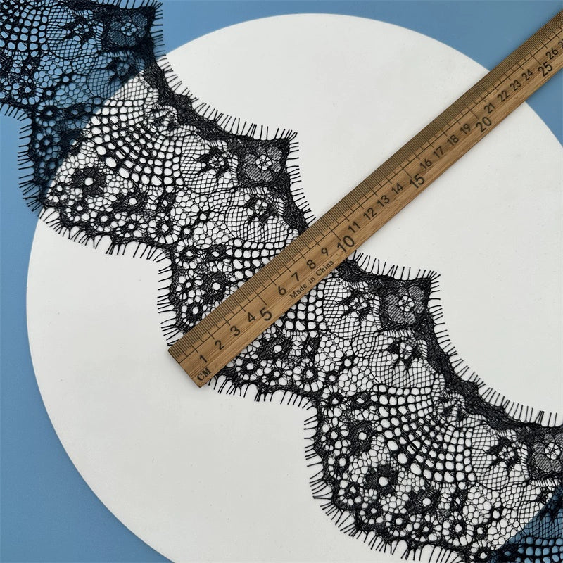 3765 Modelo de gran venta de 10 cm de ancho, accesorios de encaje para pestañas en blanco y negro, cortinas hechas a mano DIY, ropa, superficie de encaje decorativo