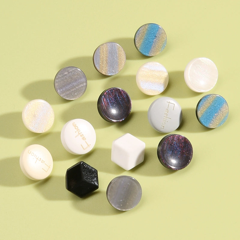 3331★  Round high-end men's and women's white shirt decorative button cardigan shirt cuffs neckline versatile button chiffon buttons