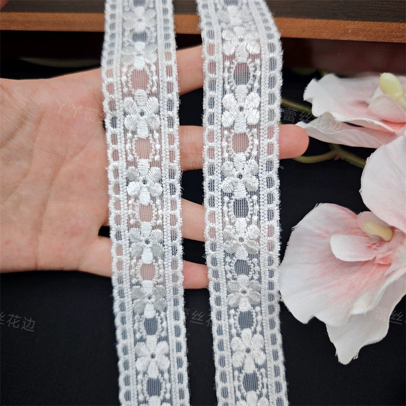 3826 Accesorios de bordado de malla con borde de encaje bilateral, encaje de algodón puro hecho a mano, accesorios para el cabello, ropa, falda, cinturón de encaje