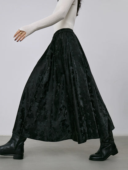 CAREMIND falda plisada antiarrugas con colgante negro, diseño liso de jacquard, falda de cuero con cintura elástica para otoño 