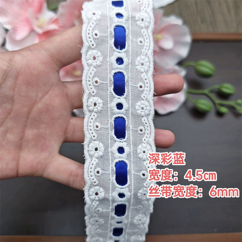 3553★ Ancho 4,5 cm Nuevo color Cinta de algodón Hilo de encaje Hecho a mano DIY Lolita Accesorios de ropa de bebé